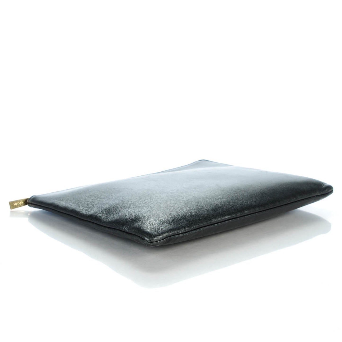 Lambskin Zip Pouch Clutch Black