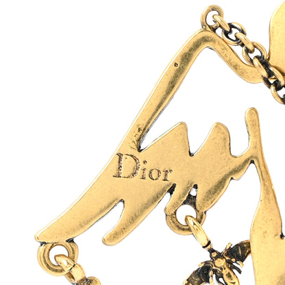 Christian Dior Metal Bird Drop Earrings Aged Gold 3 of 7