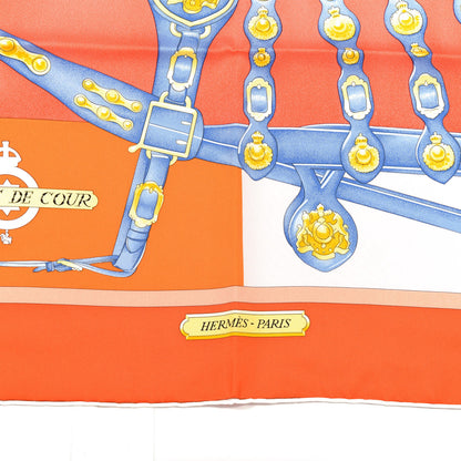 Hermes Silk Harnais De Cour Scarf 90 Orange 3 of 7