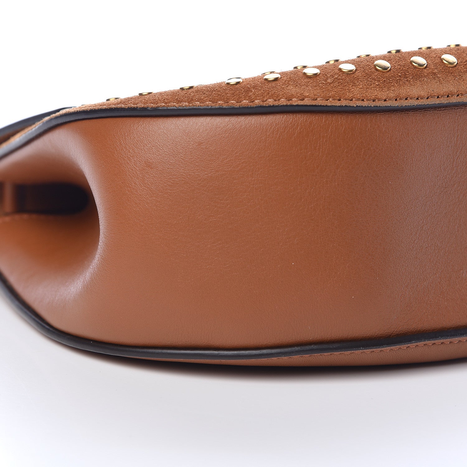 Chloe Suede Smooth Calfskin Studded Drew Shoulder Bag Caramel 12 of 14