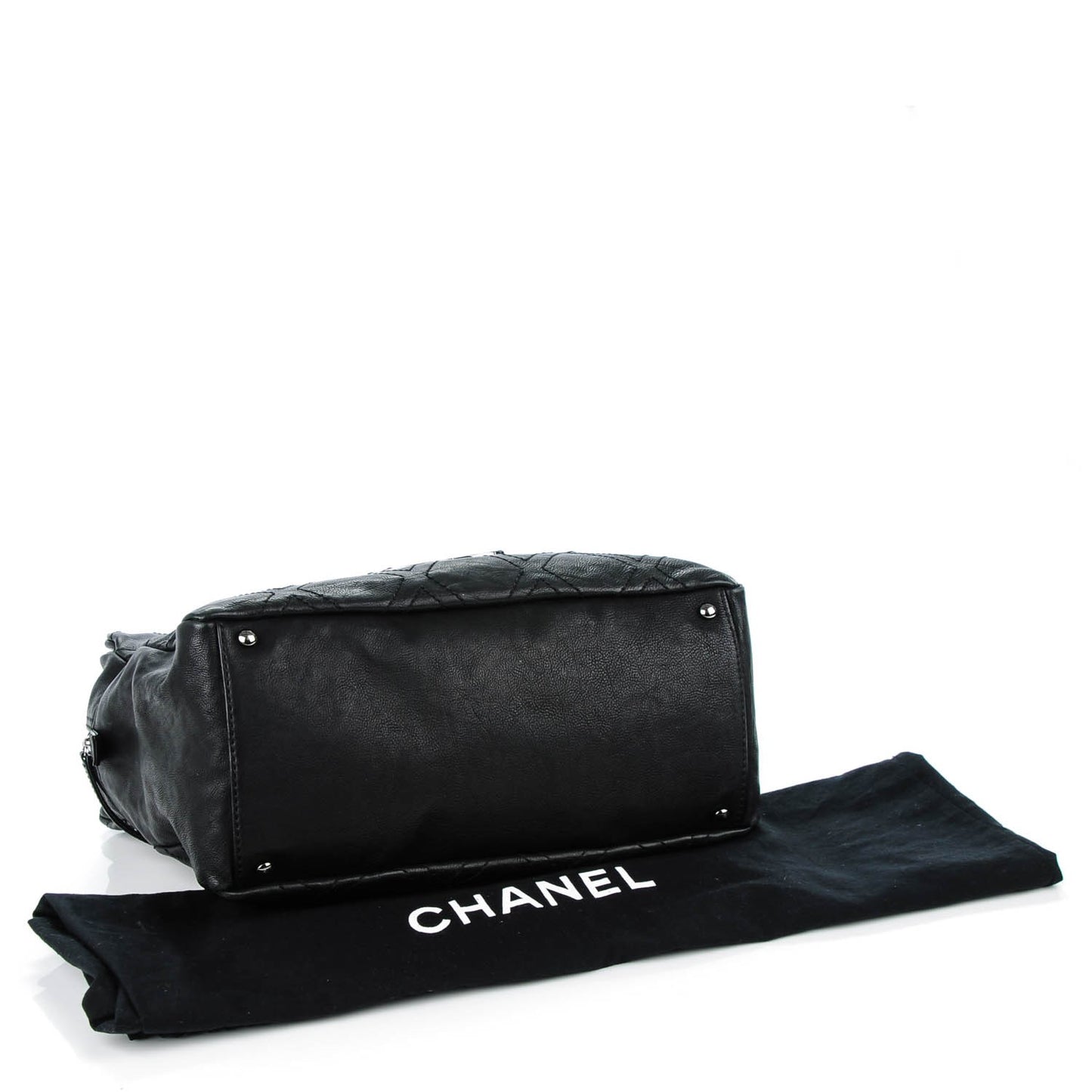 Calfskin Large Diamond Stitch Tote Black