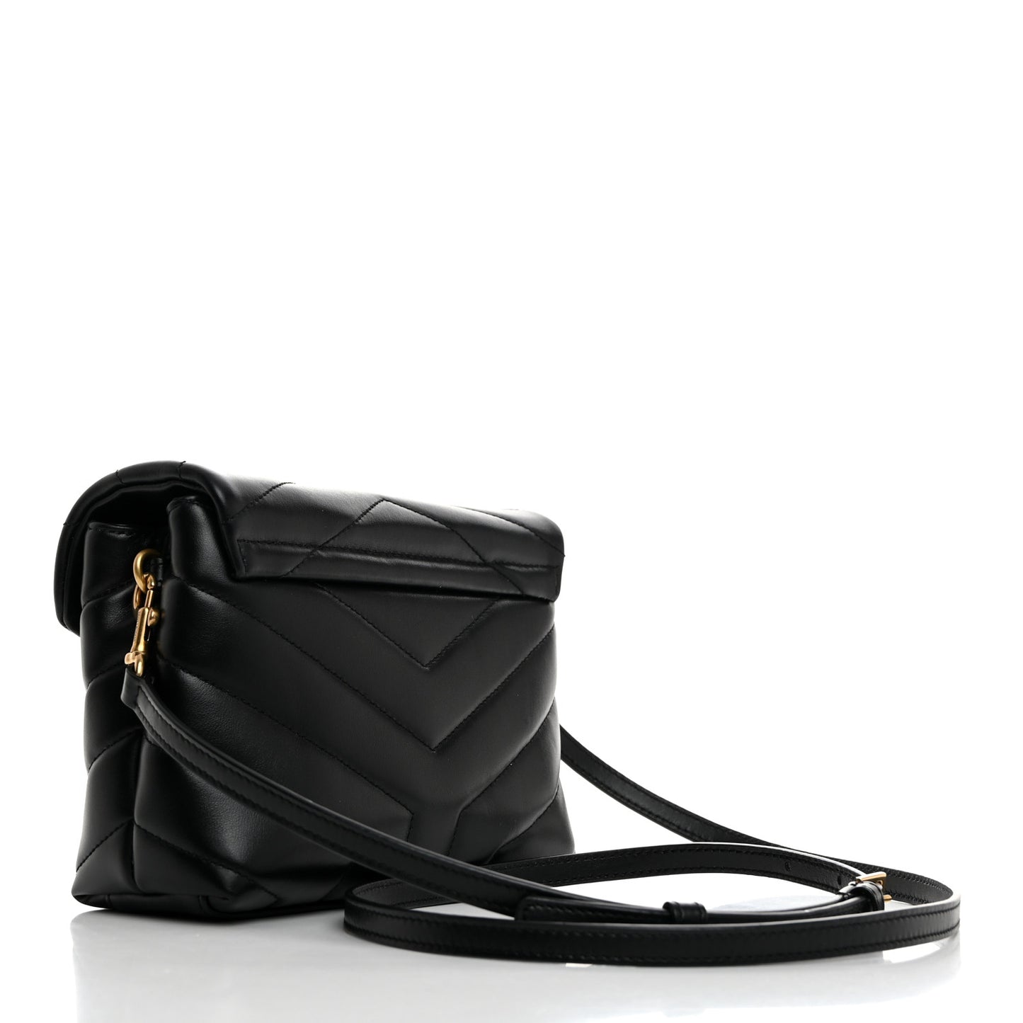Calfskin Y Quilted Monogram Toy Loulou Crossbody Bag Black