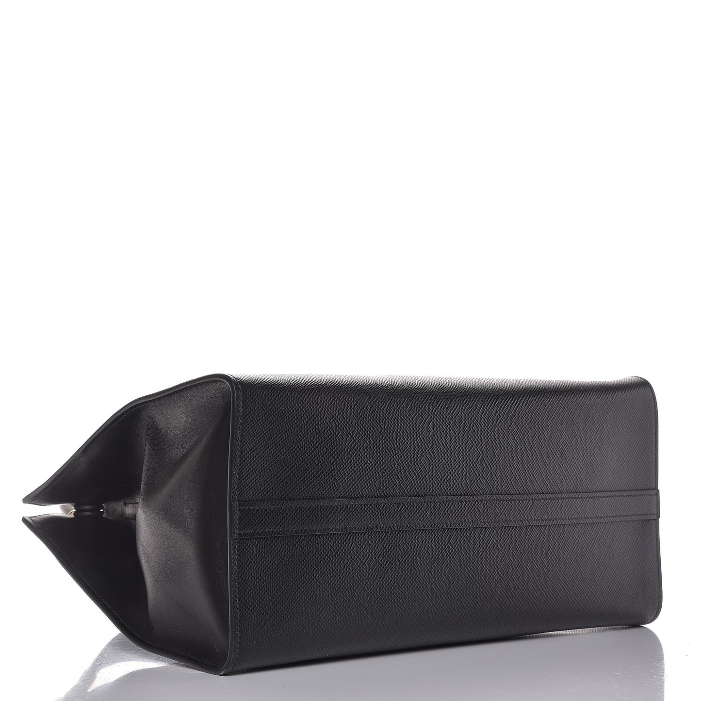 Saffiano Cuir Calfskin Large Monochrome Top Handle Tote Black