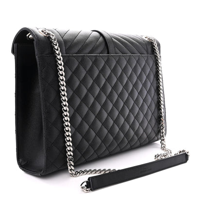 Saint Laurent Grain De Poudre Textured Mixed Matelasse Large Triquilt Monogram Satchel Black 3 of 12