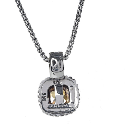 David Yurman Sterling Silver 14K Yellow Gold Citrine 7mm Albion Enhancer Pendant Necklace 5 of 7