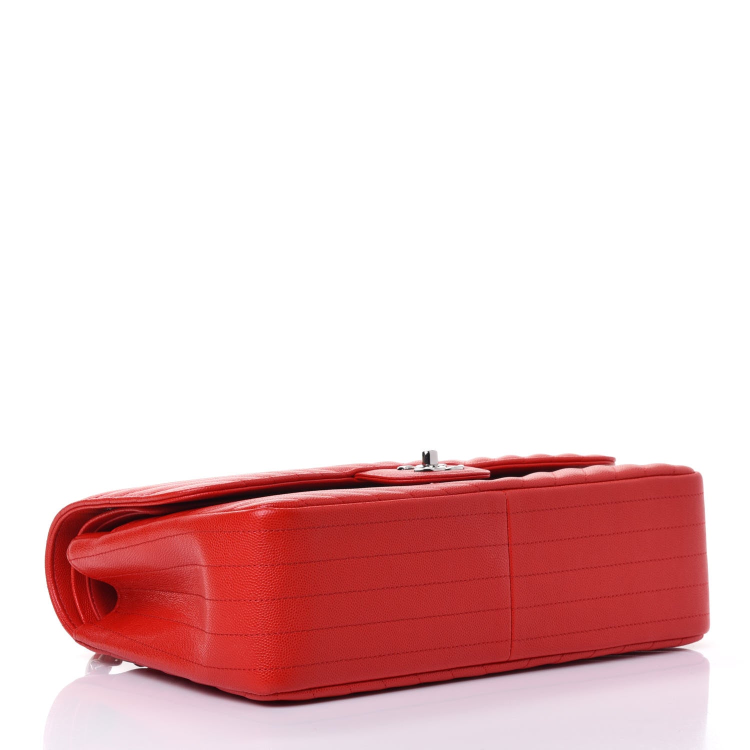 Chanel Caviar Chevron Quilted Jumbo Double Flap Dark Red 3 of 4