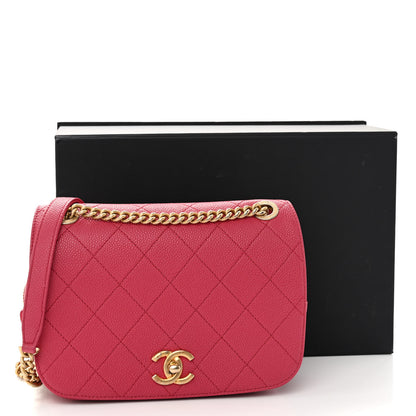 Chanel Caviar Diamond Stitched CC Medium Flap Bag Dark Pink 11 of 11