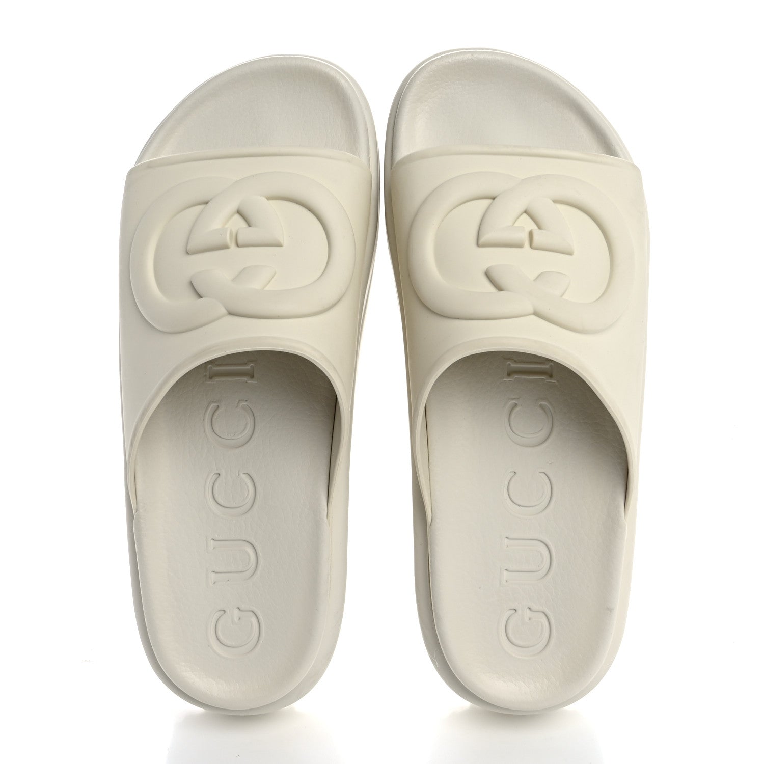 Gucci Soft Rubber Womens Interlocking G Platform 42mm Slide Sandals 39 Off White 5 of 11