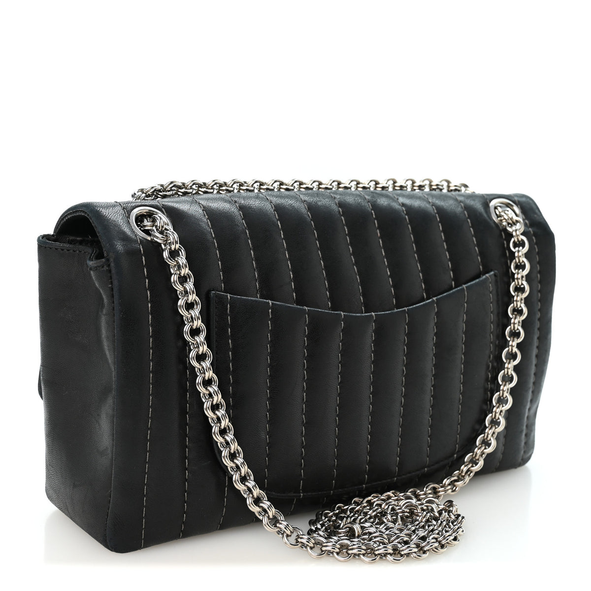 Chanel Lambskin Vertical Quilted Medium Single Flap Black 3 of 10