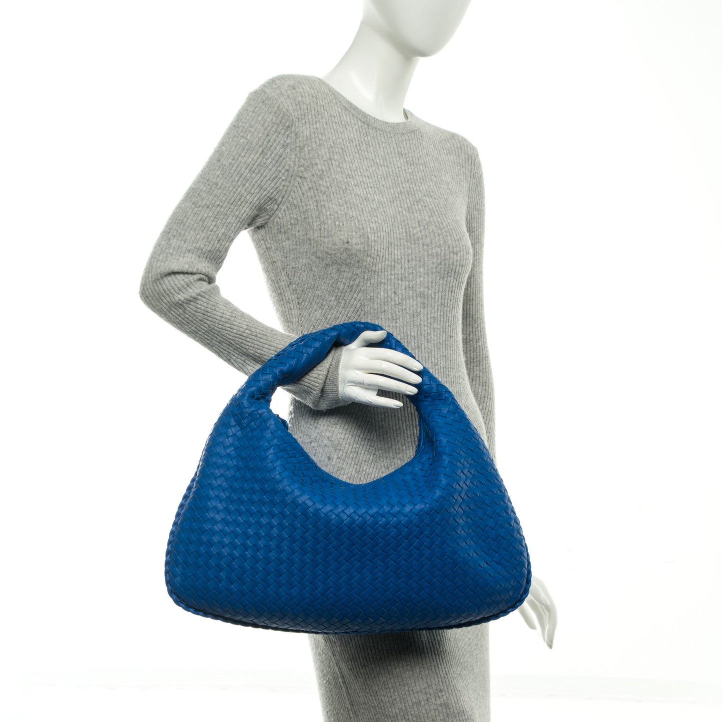 Nappa Intrecciato Large Veneta Hobo Cobalt