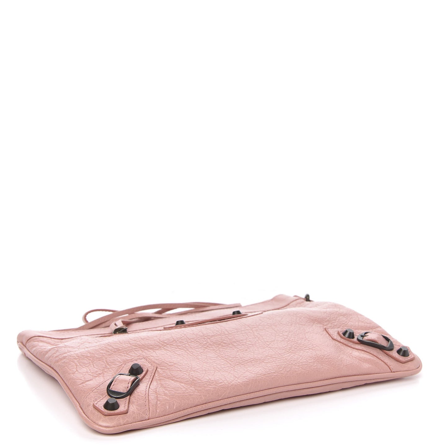 Agneau Classic Hardware Flat Handle Clutch Rose Peche