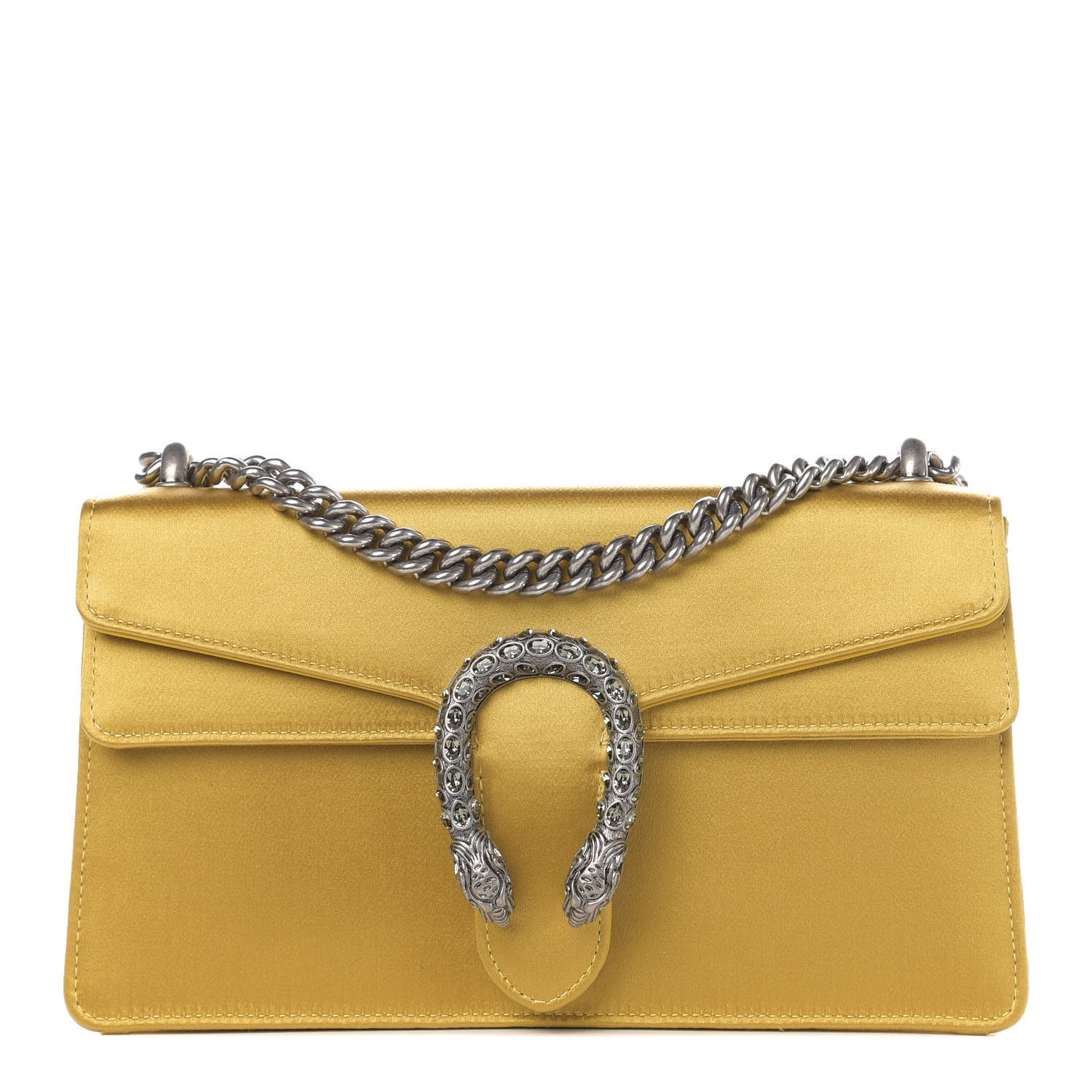 Satin Silk Crystal Small Dionysus Shoulder Bag Gold Black Diamond