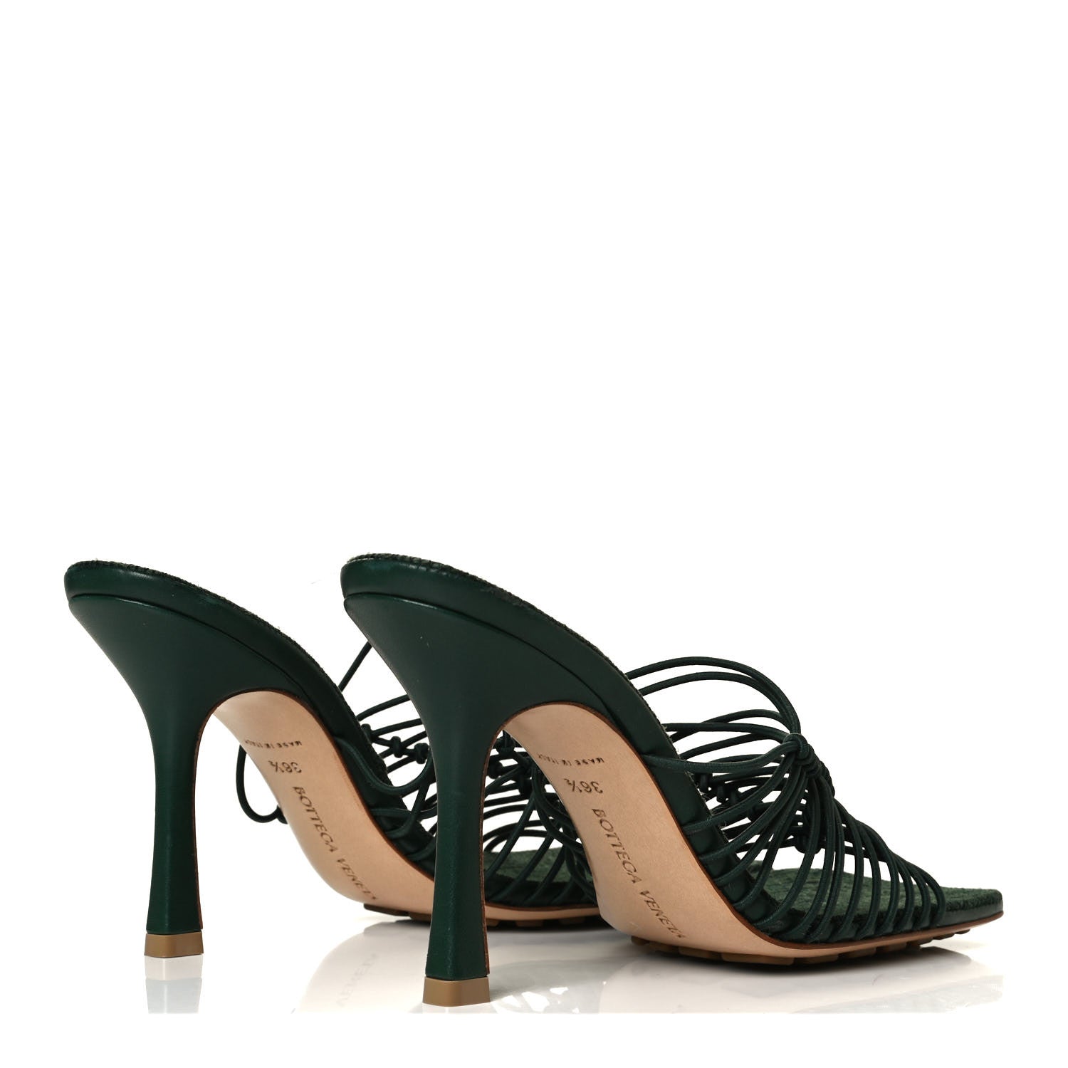 Bottega Veneta Raffia Elasticized Stretch Mule Sandals 36.5 Emerald Green 4 of 7