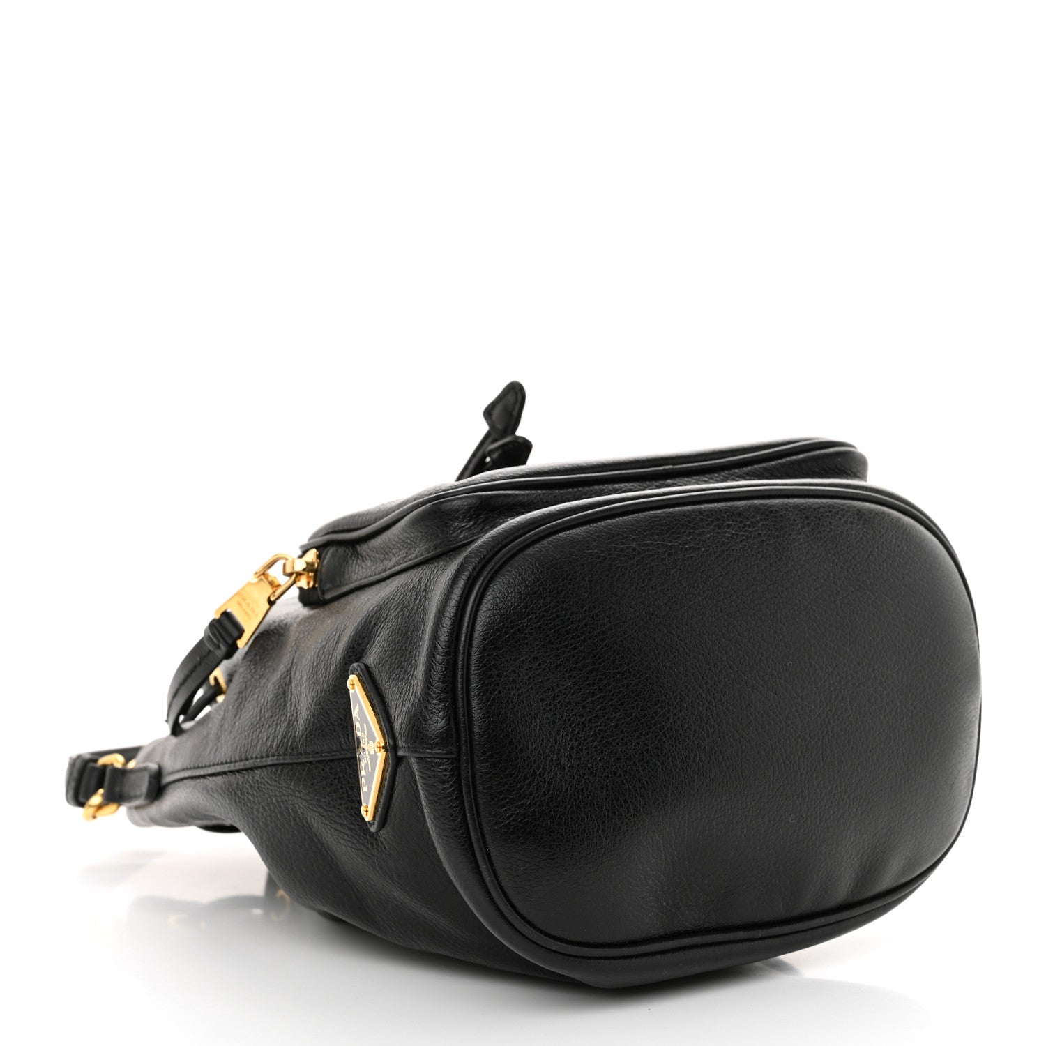 Prada Glace Calfskin Embossed Secchiello Bucket Bag Black 4 of 12