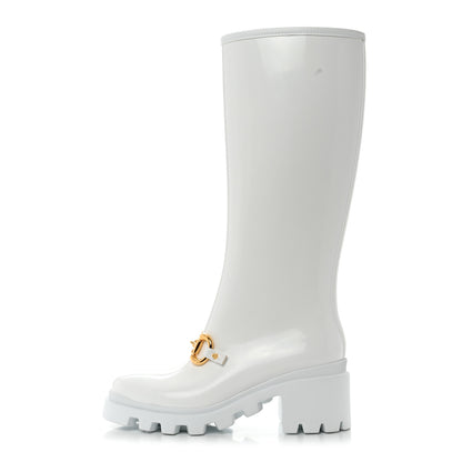 Gucci Rubber Horsebit Knee High Boots 37 Great White 1 of 8