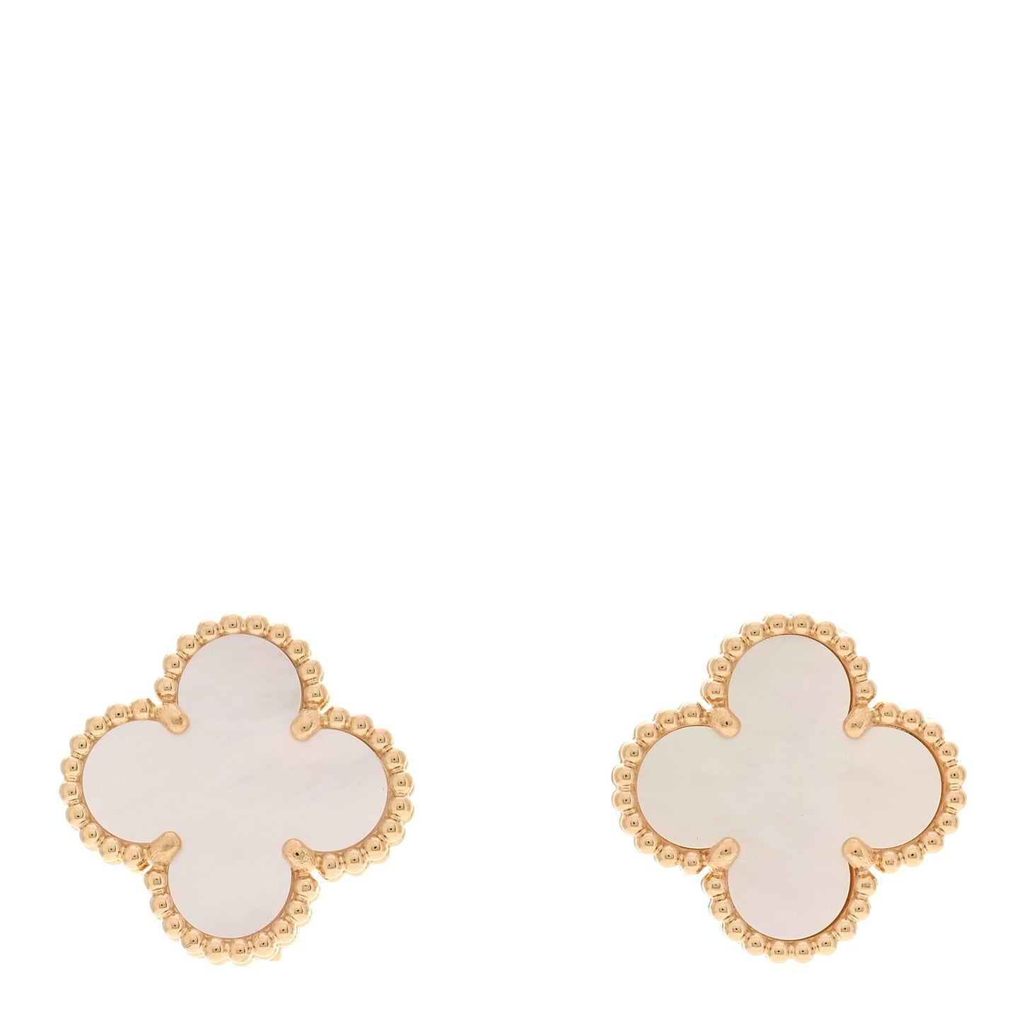 18K Yellow Gold Mother of Pearl Vintage Alhambra Earrings