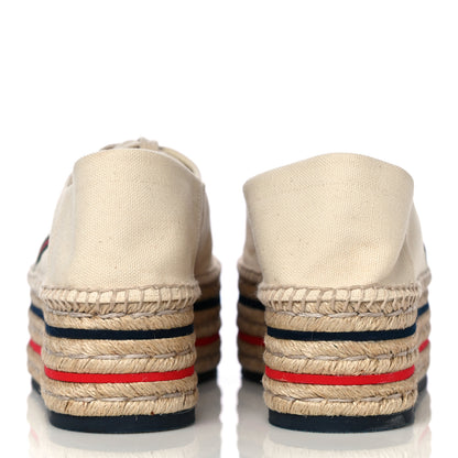 Gucci Canvas Logo Lace-Up Platform Espadrilles 40 Greggio Grege 6 of 13