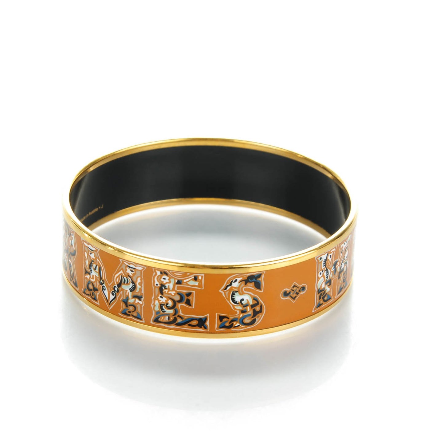 Enamel Printed Alphabet Russe Wide Bracelet 70 Potiron
