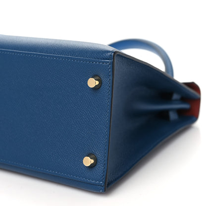 Hermes Epsom Casaque Kelly Sellier 28 Deep Bleu Mykonos Brique 10 of 11