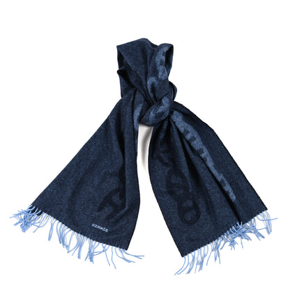Hermes Cashmere Crazy Chain Muffler Marine Ciel 1 of 4