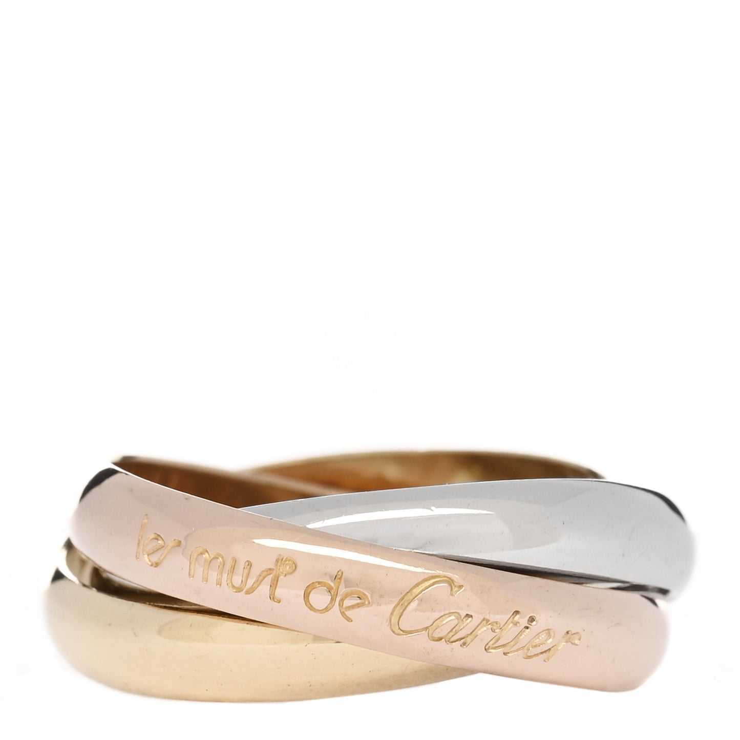 18K Pink Yellow White Gold Classic Les Must De Cartier Trinity Ring 54 6.75