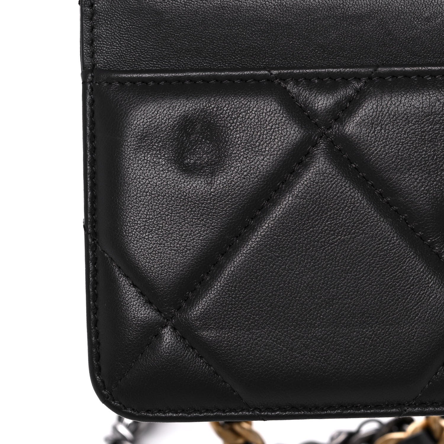 Chanel Lambskin Quilted Chanel 19 Wallet On Chain WOC Dark Grey 16 of 17