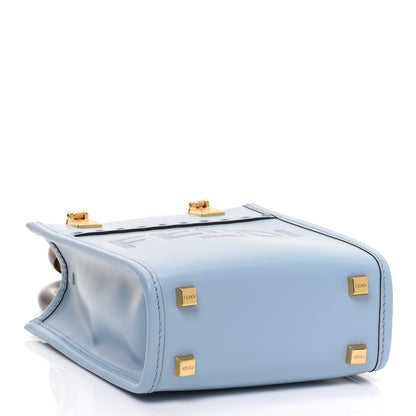 Fendi Vitello King Plexiglass Logo Embossed Mini Fendi Sunshine Shopper Tote Azzurro Baby 4 of 9