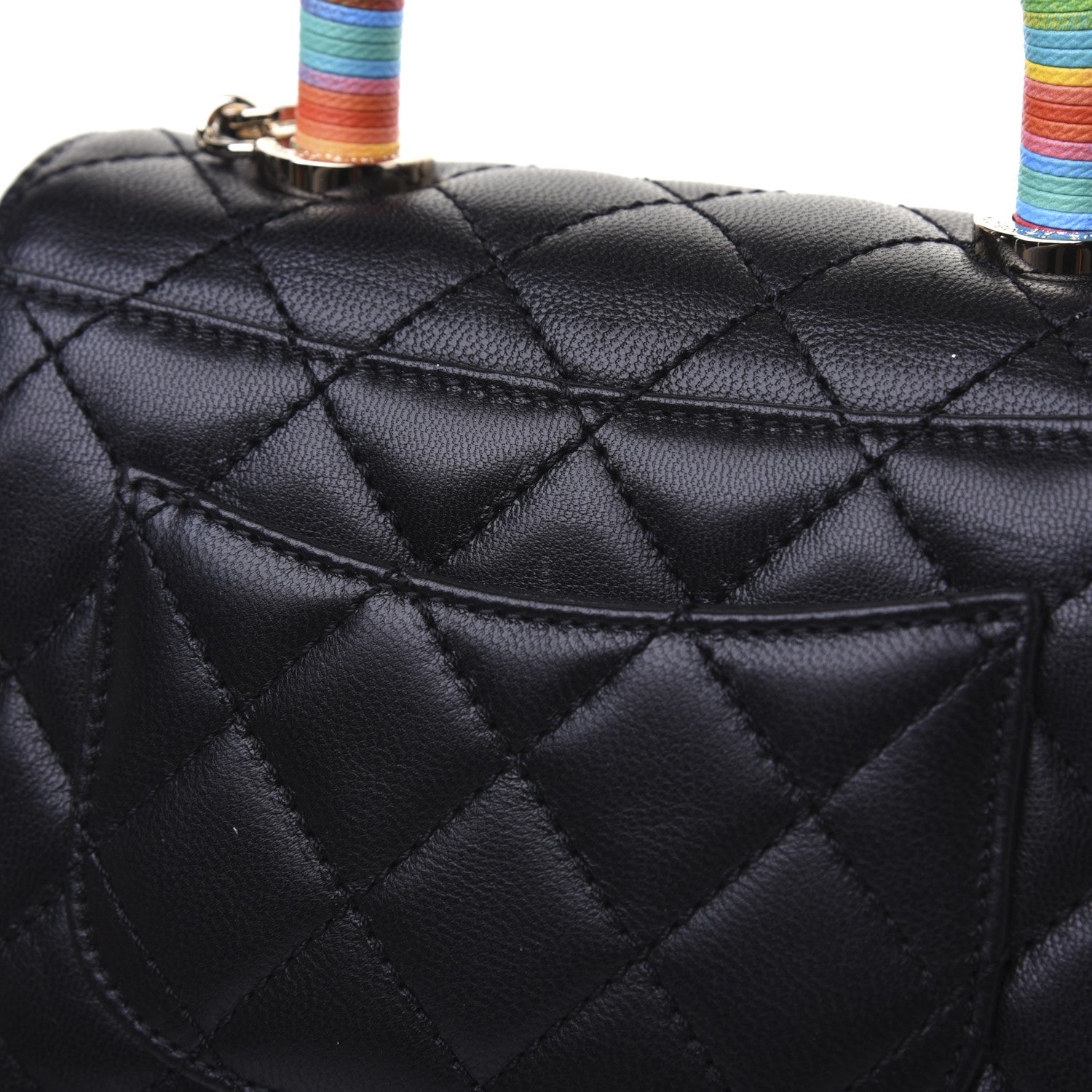 Chanel Goatskin Quilted Rainbow Extra Mini Coco Handle Flap Black 18 of 18