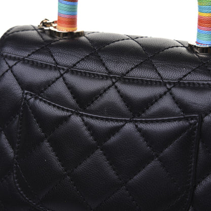 Chanel Goatskin Quilted Rainbow Extra Mini Coco Handle Flap Black 18 of 18