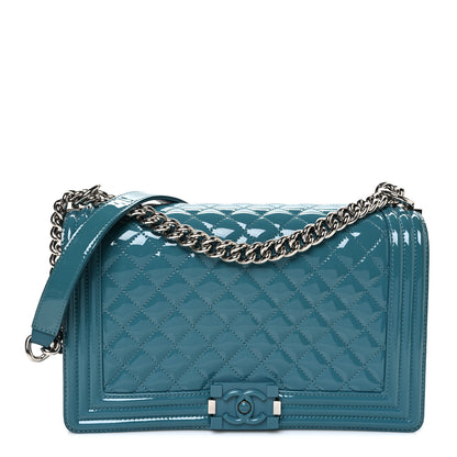 Chanel Patent Calfskin Quilted New Medium Plexiglass Boy Flap Turquoise 1 of 11
