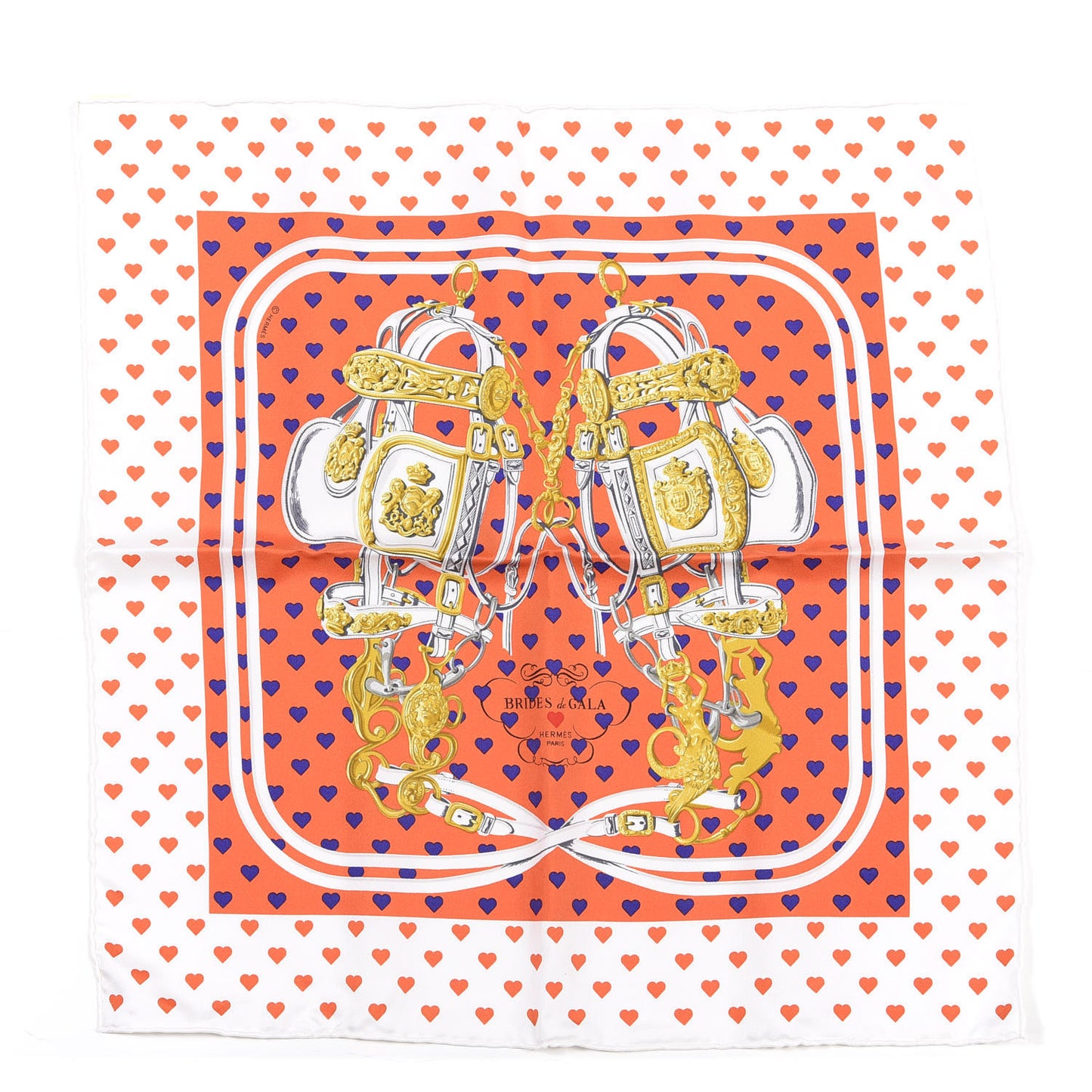 Silk Brides De Gala Love Pocket Square Orange Marine White