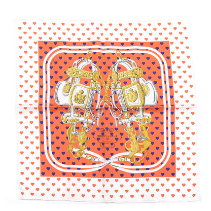 Hermes Silk Brides De Gala Love Pocket Square Orange Marine White 1 of 4