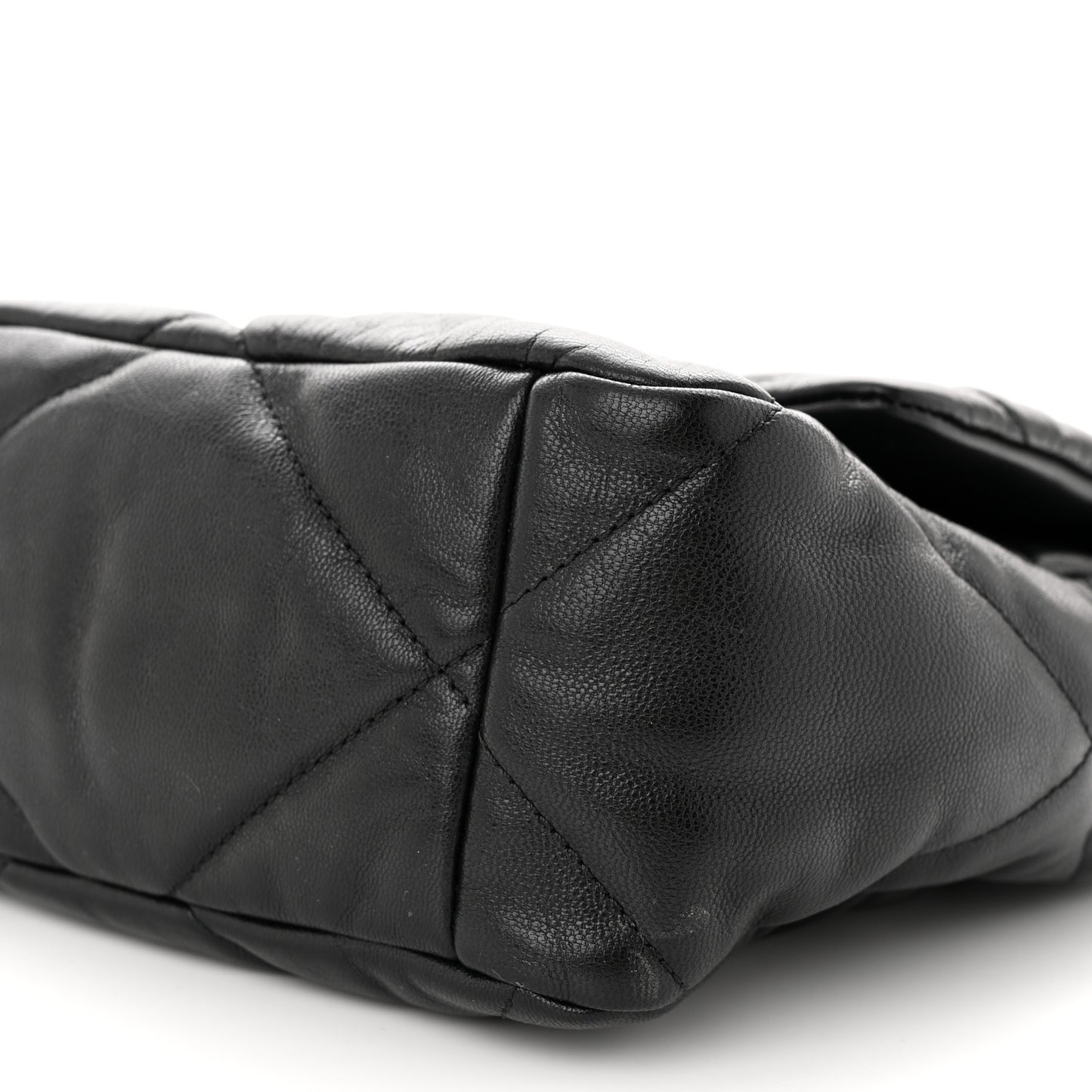 Shiny Goatskin Quilted Large Chanel 19 Flap Black