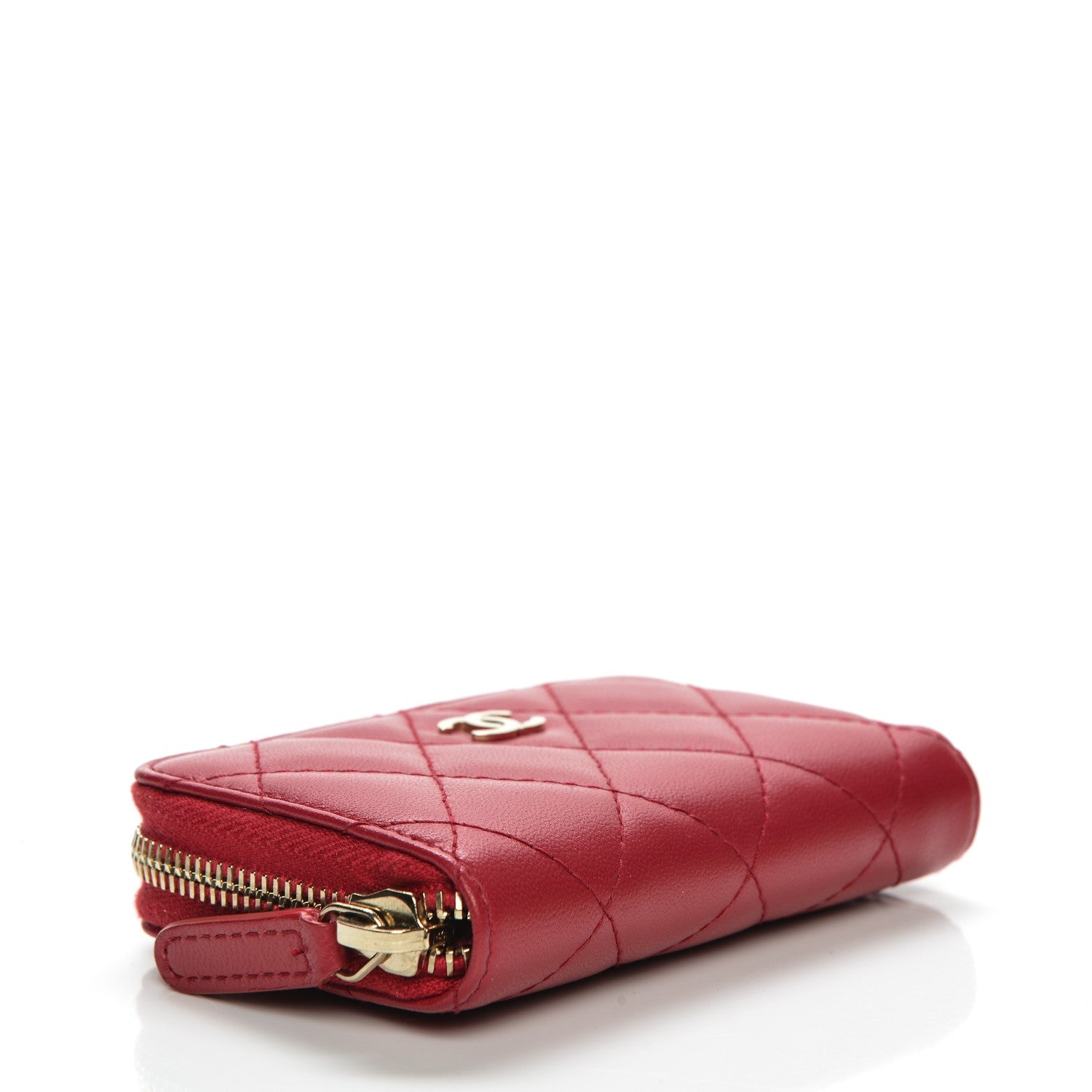 Chanel Lambskin Quilted Zip Around Coin Purse Dark Pink 4 of 7
