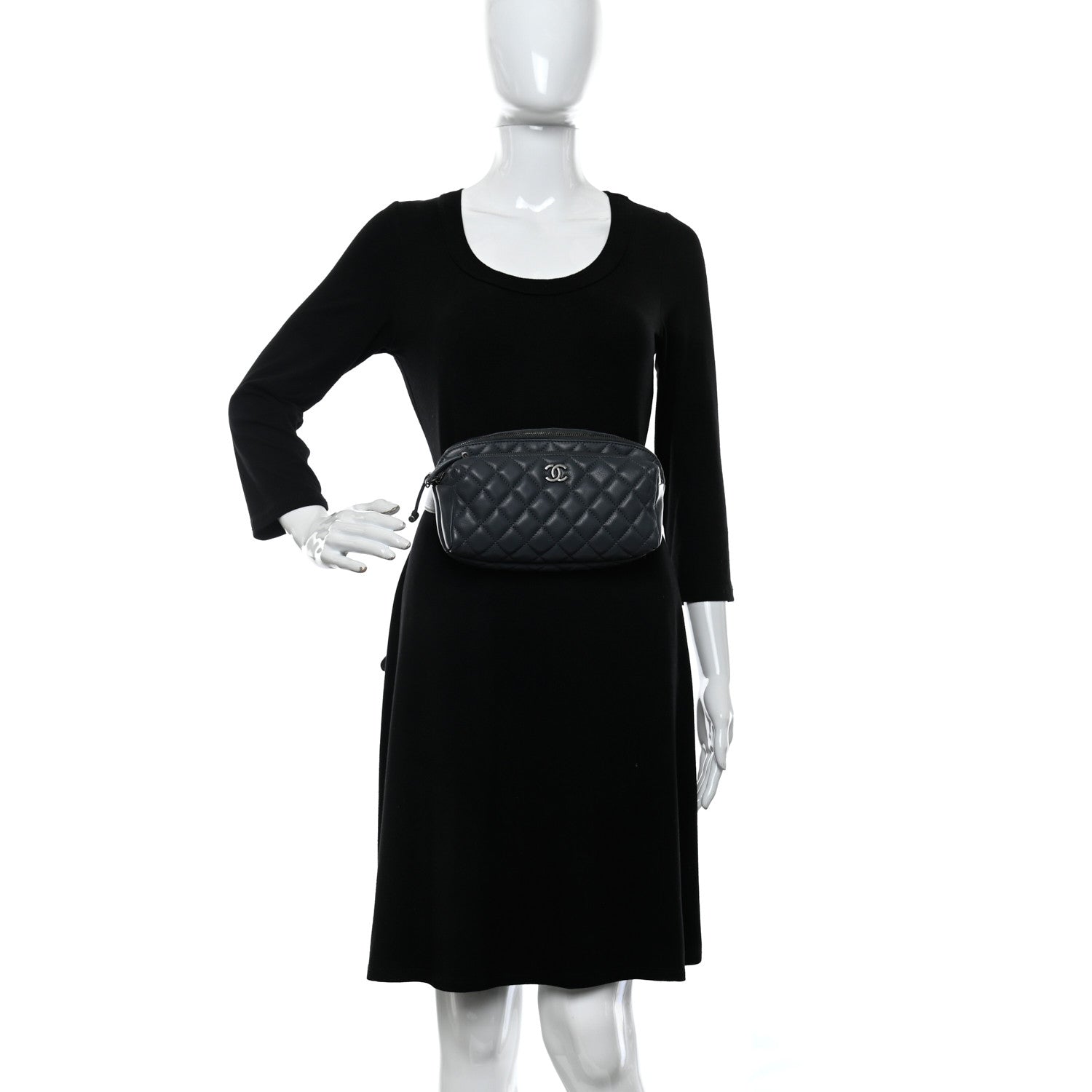 Chanel Calfskin Quilted Waist Bag Dark Grey 2 of 11