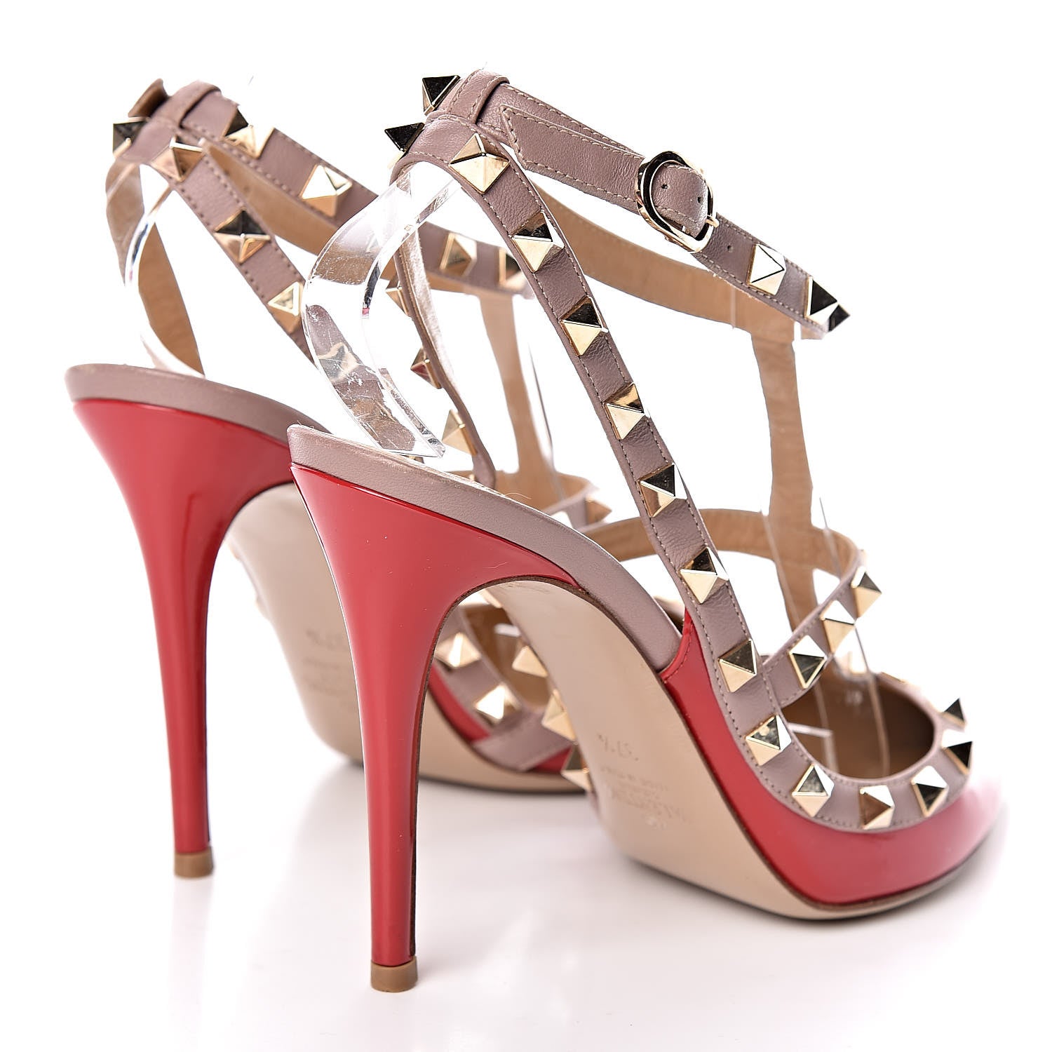 Valentino Garavani Patent Rockstud Ankle Strap 100mm Pumps 37.5 Rosso Valentino Poudre 4 of 11