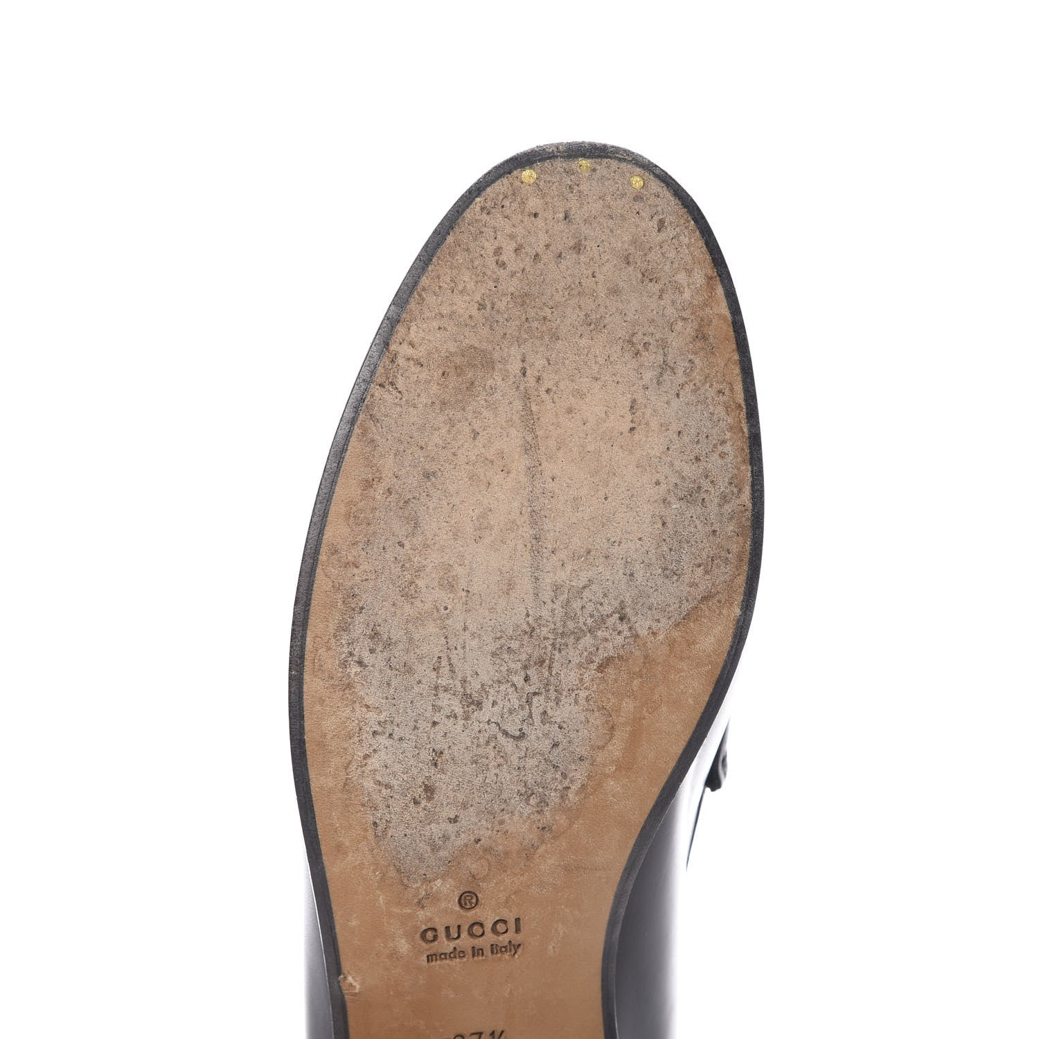 Gucci Calfskin Womens 1953 Horsebit Loafers 37.5 Black 10 of 12