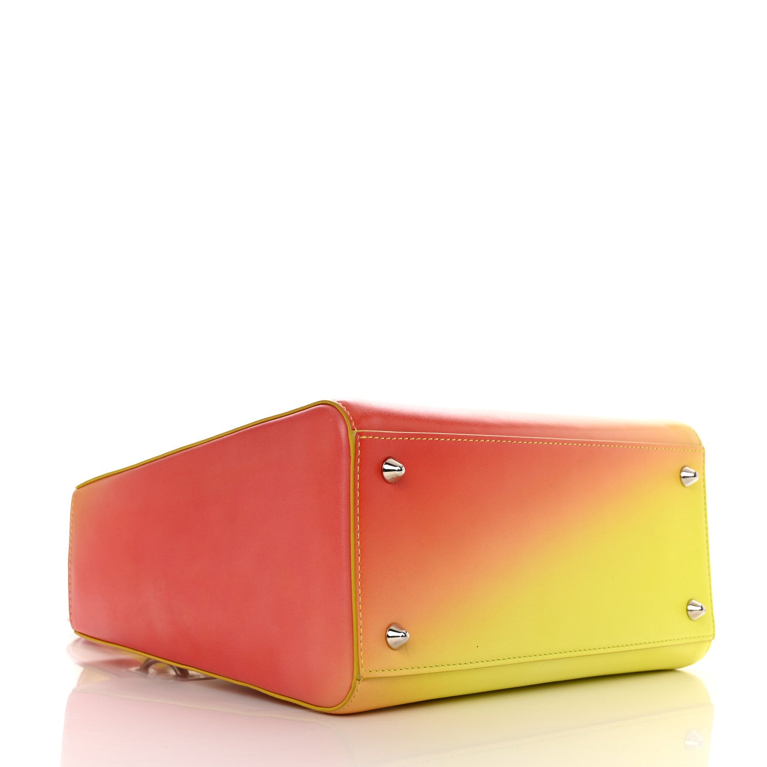 Christian Dior Box Calfskin Gradient Medium Lady Dior Yellow Orange 4 of 11