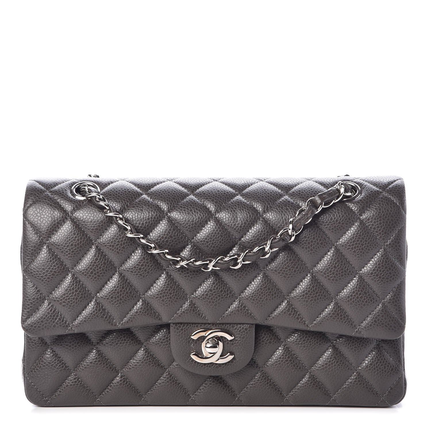 Chanel Caviar Quilted Medium Double Flap Dark Grey 1 of 10