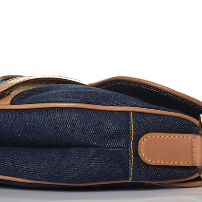 Christian Dior Denim Calfskin Saddle Bag Blue 8 of 9