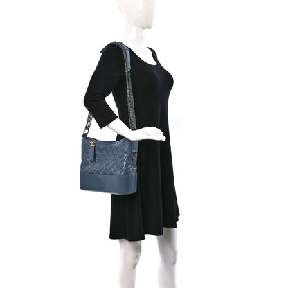Chanel Patent Goatskin Quilted Medium Gabrielle Hobo Blue 1 of 14