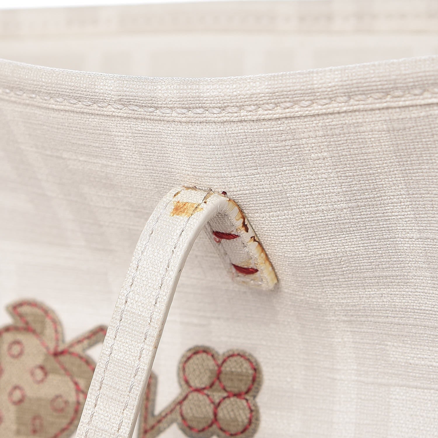 Fendi Zucca Spalmati Floral Embroidered Large Roll Tote White 12 of 13