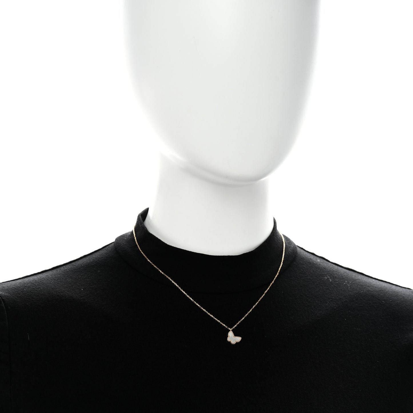 18K Yellow Gold Mother of Pearl Sweet Alhambra Butterfly Pendant Necklace
