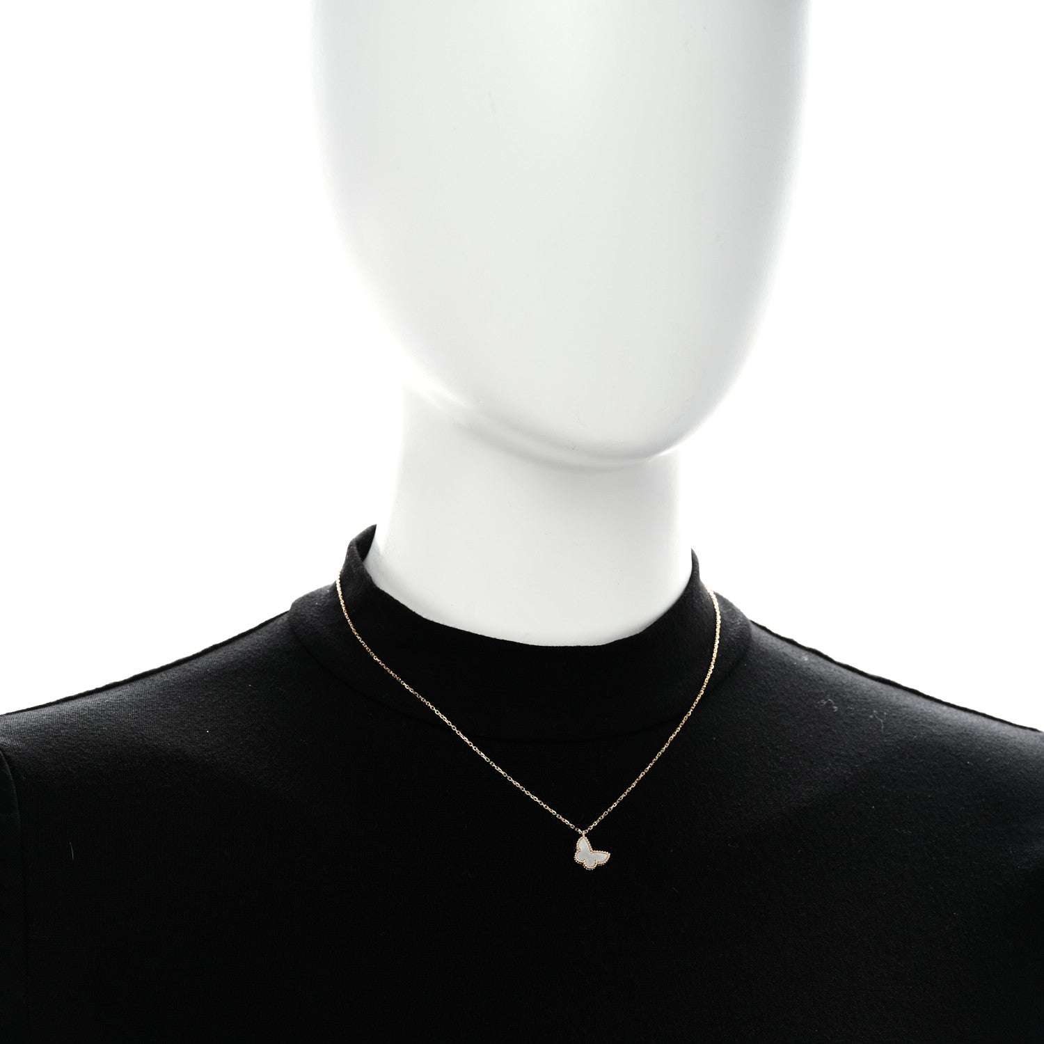 Van Cleef & Arpels 18K Yellow Gold Mother of Pearl Sweet Alhambra Butterfly Pendant Necklace 2 of 6