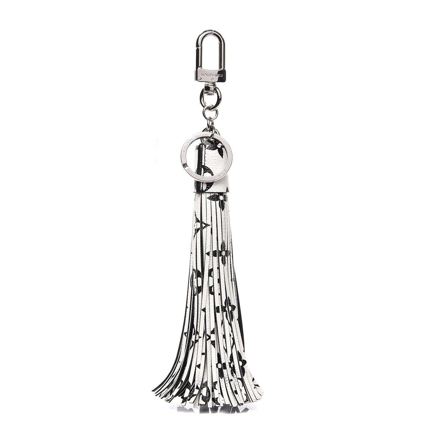 Monogram Tassel Bag Charm White
