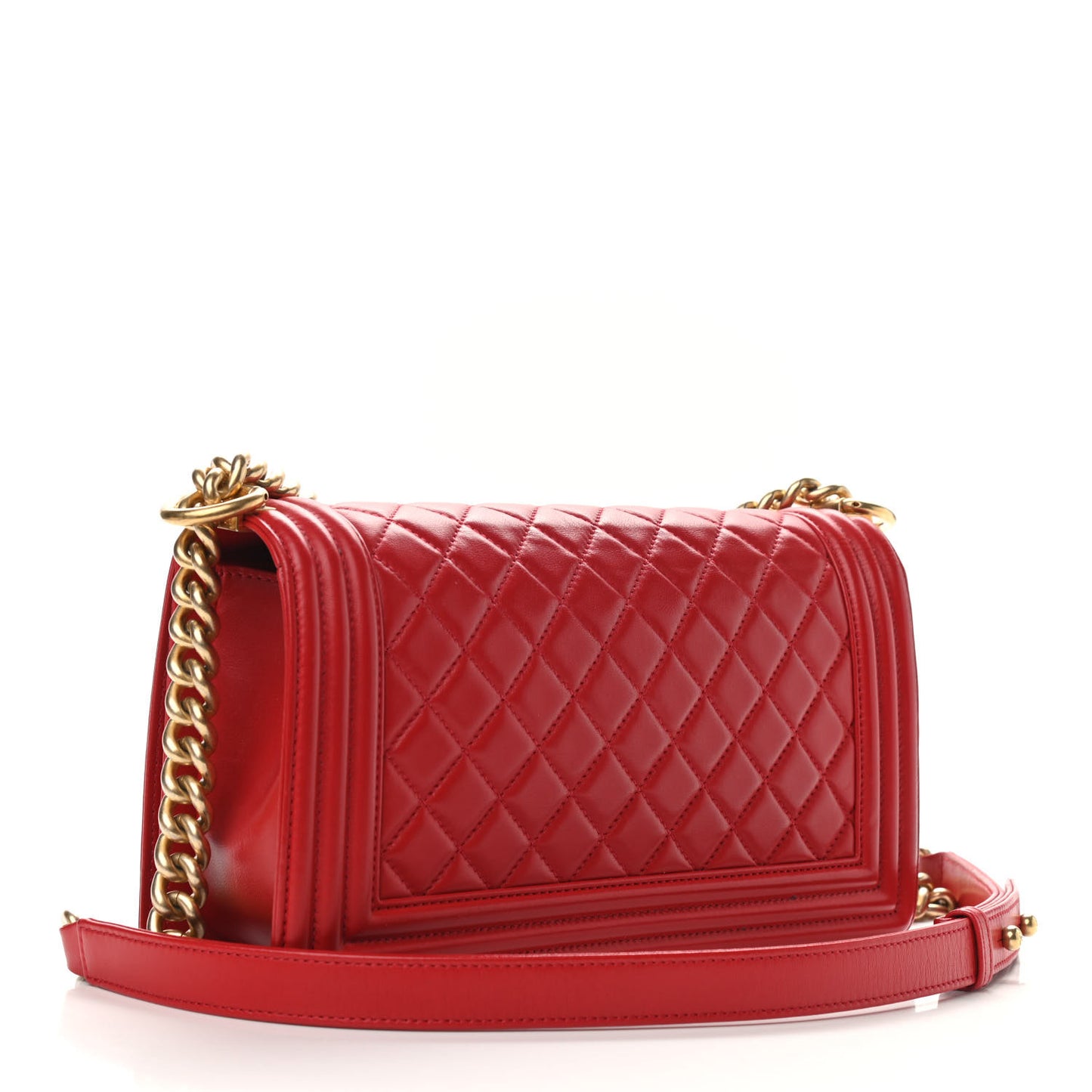Calfskin Quilted Medium Boy Flap Red