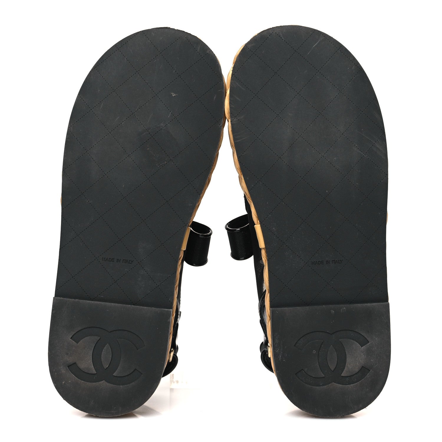 Chanel Mesh Patent Calfskin Velcro Dad Sandals 38 Black 5 of 9