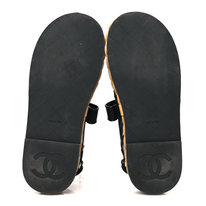 Chanel Mesh Patent Calfskin Velcro Dad Sandals 38 Black 5 of 9