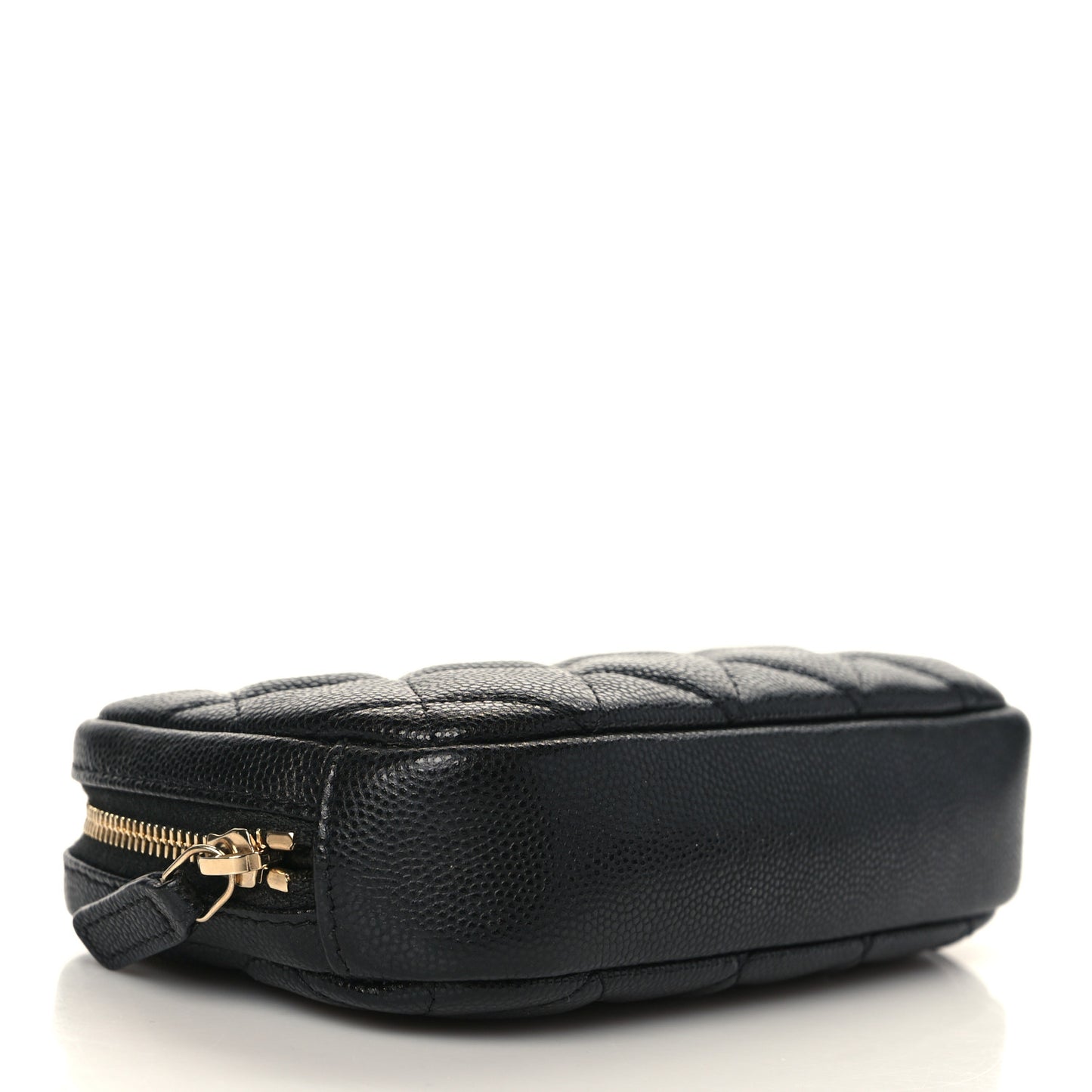 Caviar Quilted Small Curvy Pouch Cosmetic Case Black