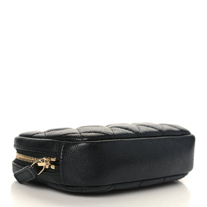 Chanel Caviar Quilted Small Curvy Pouch Cosmetic Case Black 4 of 8